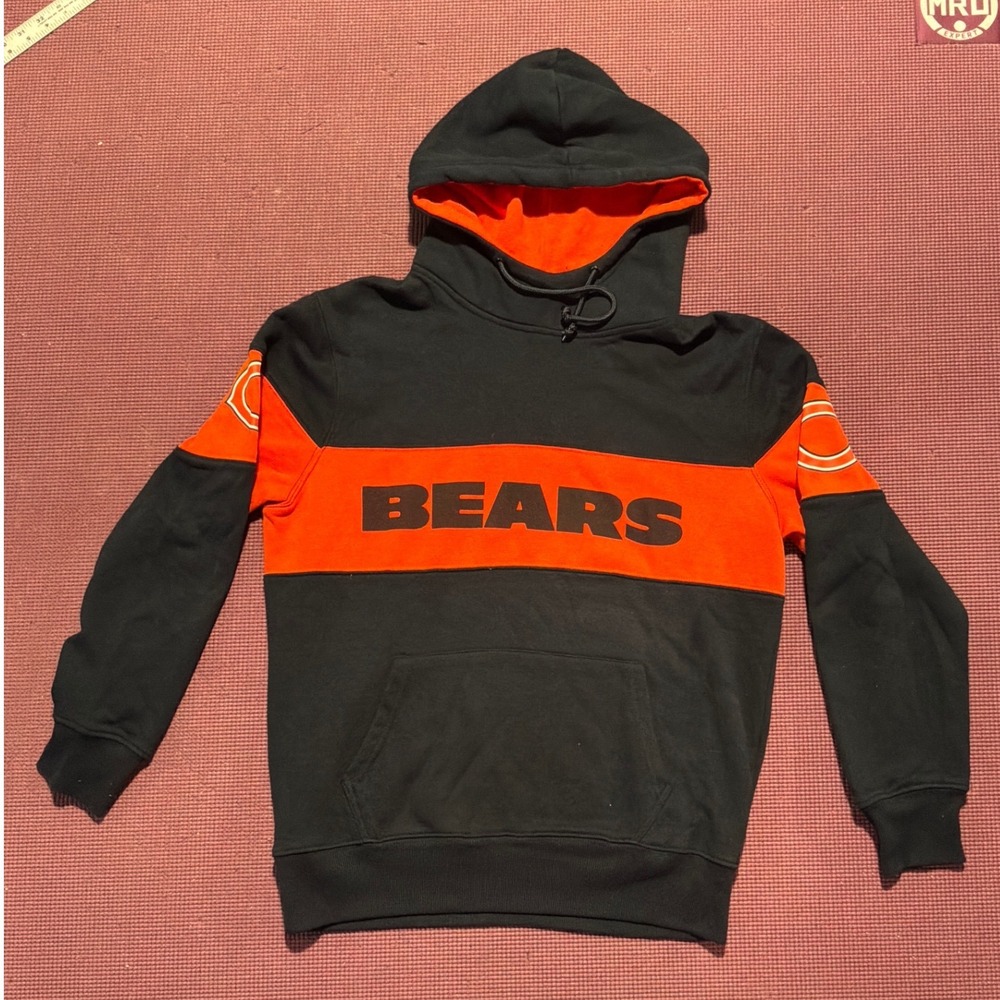 NFL Team Apparel Chicago Bears Hoodie Mens Medium Black Orange Colorblock Fleece